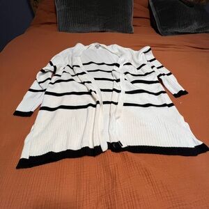Falls Creek Black and White Striped Cardigan